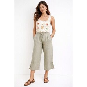 Ana Nonza Ramie Wide Leg Casual‎ Cropped Pants Size S